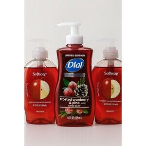 Bundle 3 Hand Soaps Dial Frosted Cranberry Pine + Softsoap Red Apple
